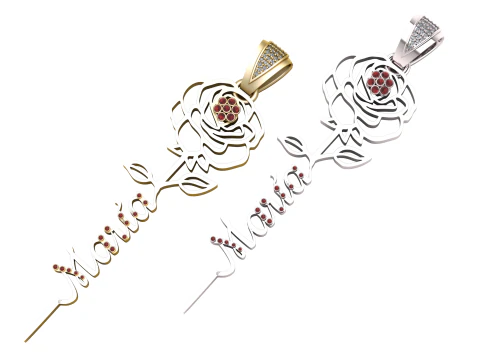 家庭吊坠玫瑰设计项链 PENDANT 3D 打印模型