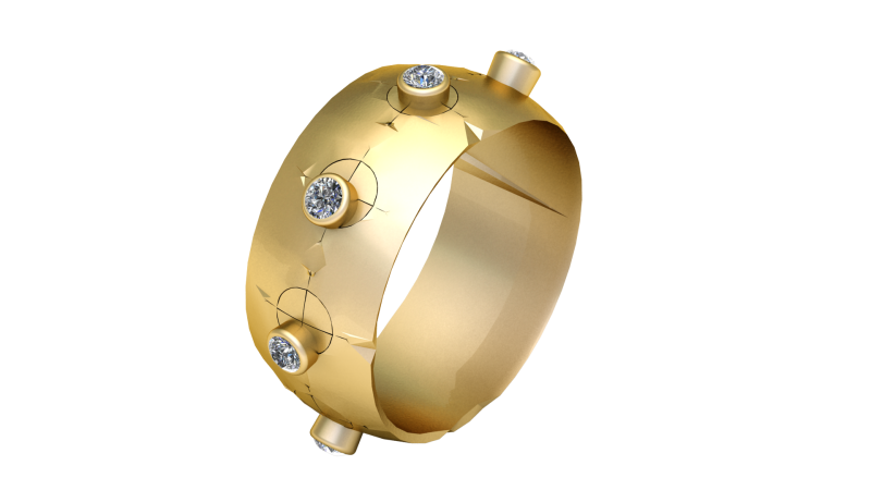 Modern Gold Ring 3Dプリントモデル .c4d .max .obj .3ds .fbx .stl .blend