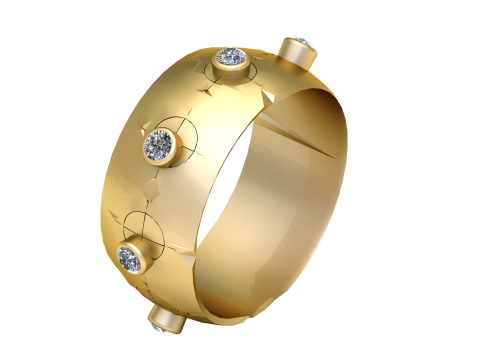 Modern Gold Ring 3D Print Model