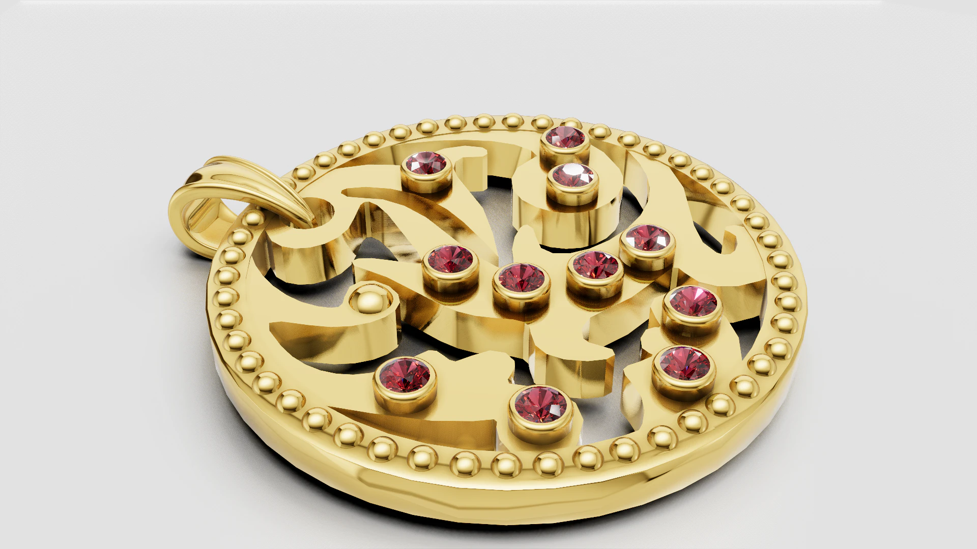 This luxurious round Pendant 3D Print Model .c4d .max .obj .3ds .fbx .stl .blend 
