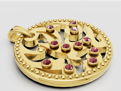 This luxurious round Pendant 3D Print Model