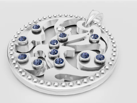 This luxurious round Pendant 3D Print Model