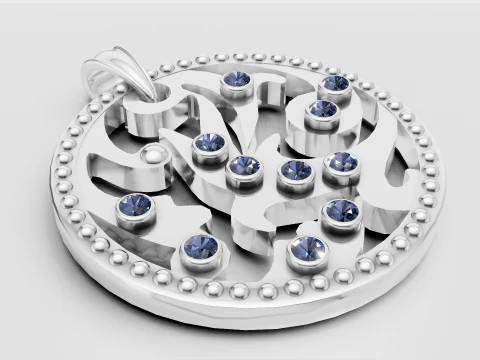 This luxurious round Pendant 3D Print Model