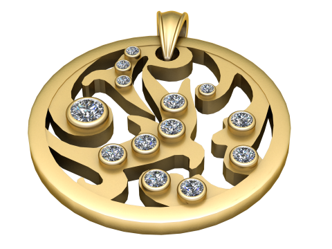 Gold diamond pendant 3D 打印模型