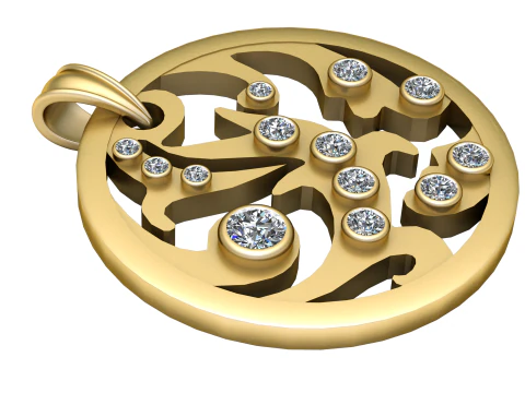 Gold diamond pendant 3D Print Model