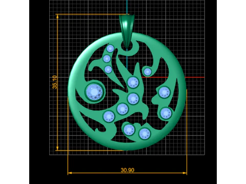 Gold diamond pendant 3D Print Model
