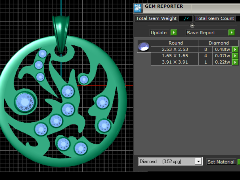 Gold diamond pendant 3D 打印模型