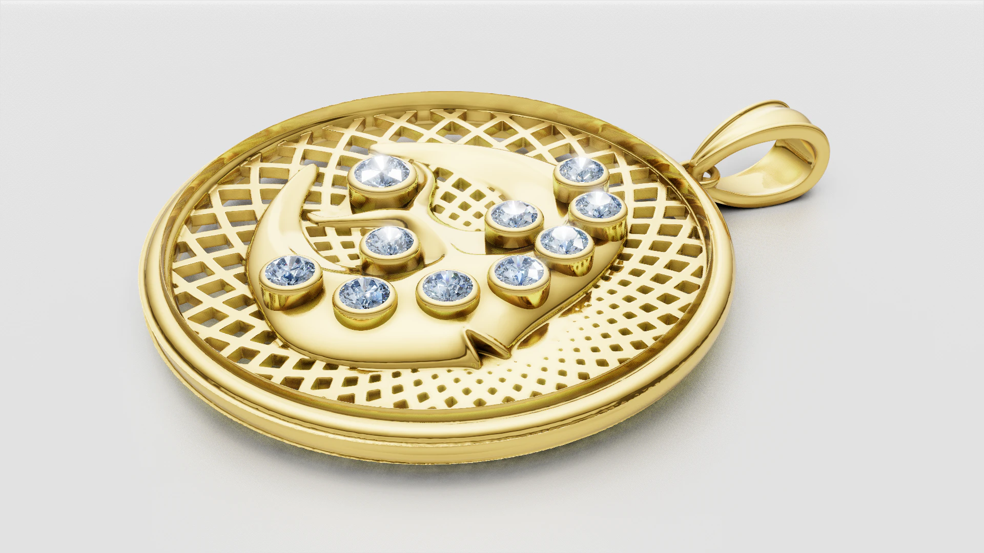Gold lattice pendant 3D Print Model .c4d .max .obj .3ds .fbx .stl .blend 