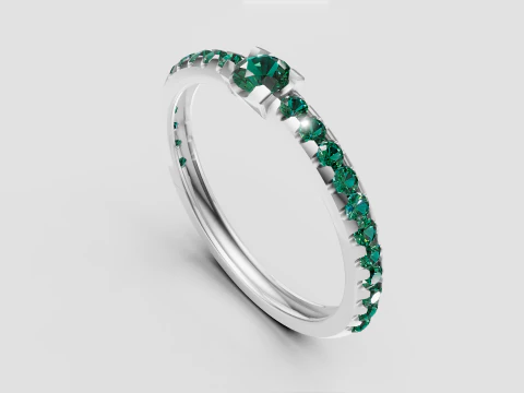 Green gemstone ring 3D Print Model