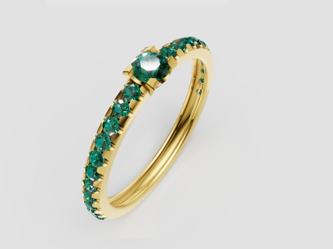 Green gemstone ring 3D Print Model