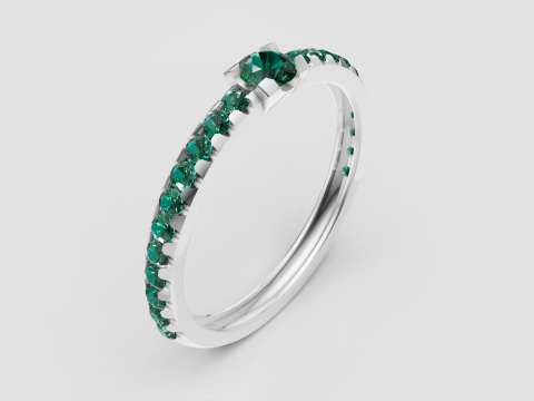 Green gemstone ring 3D Print Model