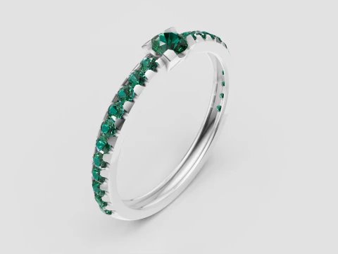 Green gemstone ring 3D Print Model