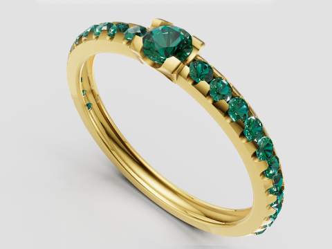 Green gemstone ring 3D Print Model