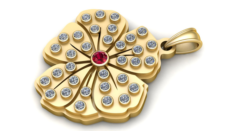 Ciondolo floreale Modello di stampa 3D .c4d .max .obj .3ds .fbx .stl .blend 