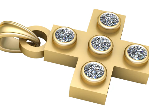 Gold cross pendant 3D Print Model