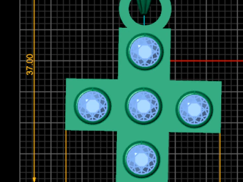 Gold cross pendant 3D Print Model