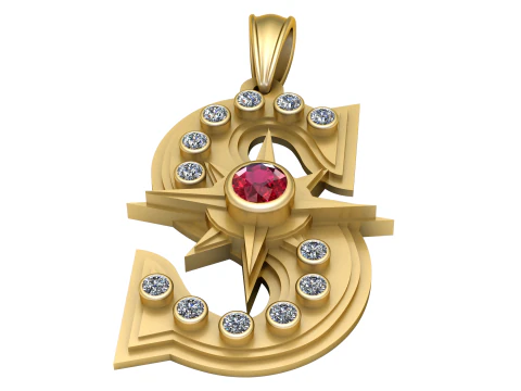 Luxury gold pendant 3D Print Model