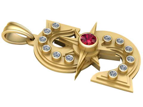 Luxury gold pendant 3D Print Model