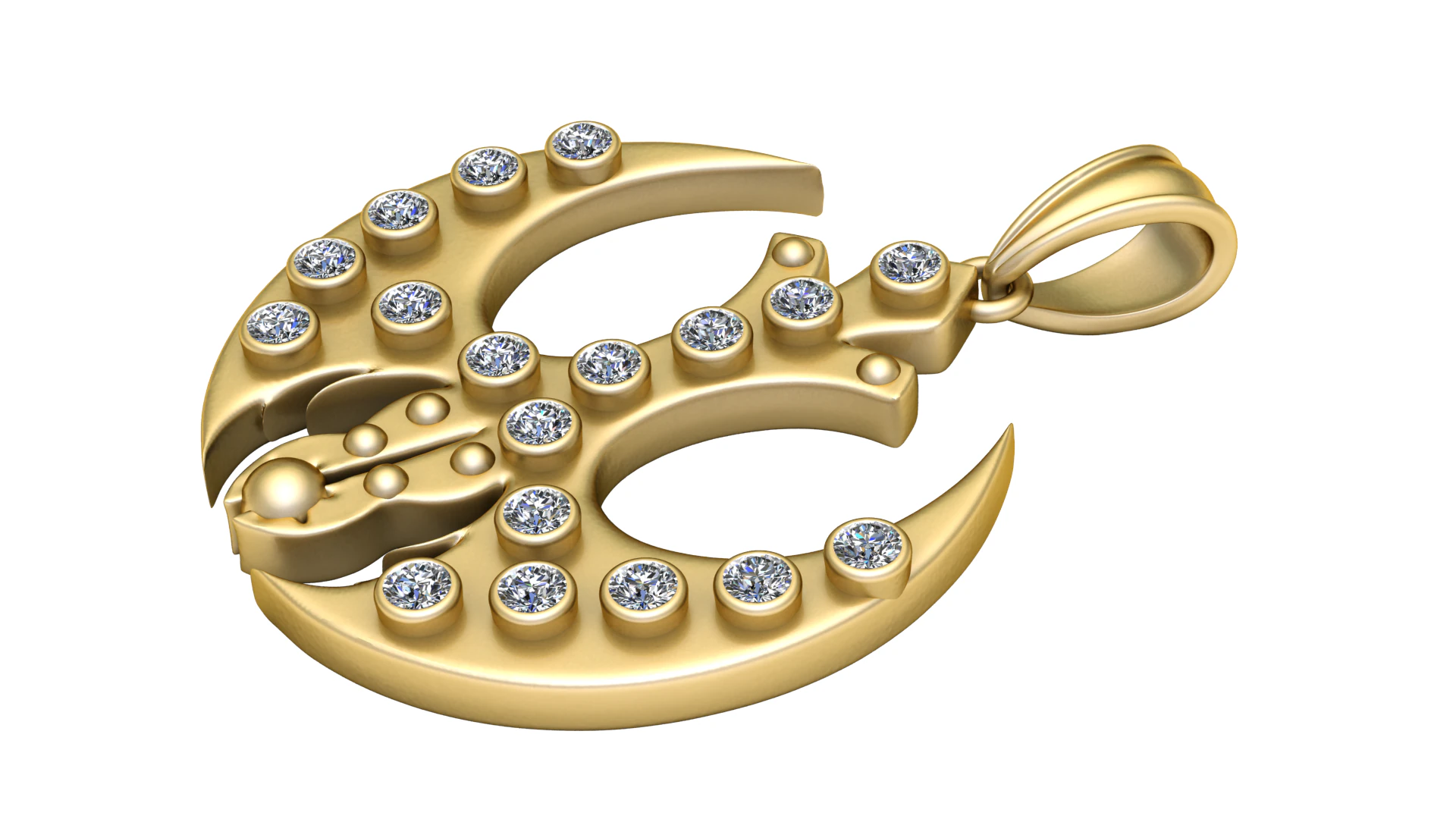 Crescent moon pendant 3D Print Model .c4d .max .obj .3ds .fbx .stl .blend 