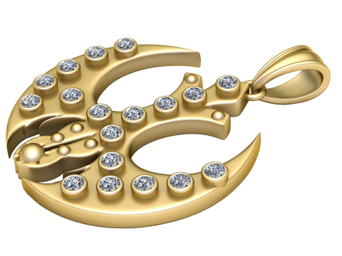 Crescent moon pendant 3D-printmodel
