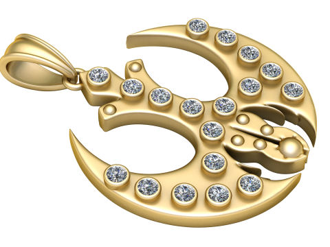 Crescent moon pendant Modello di stampa 3D