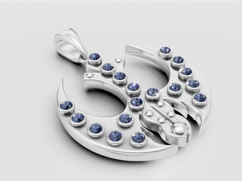 Crescent moon pendant Modello di stampa 3D
