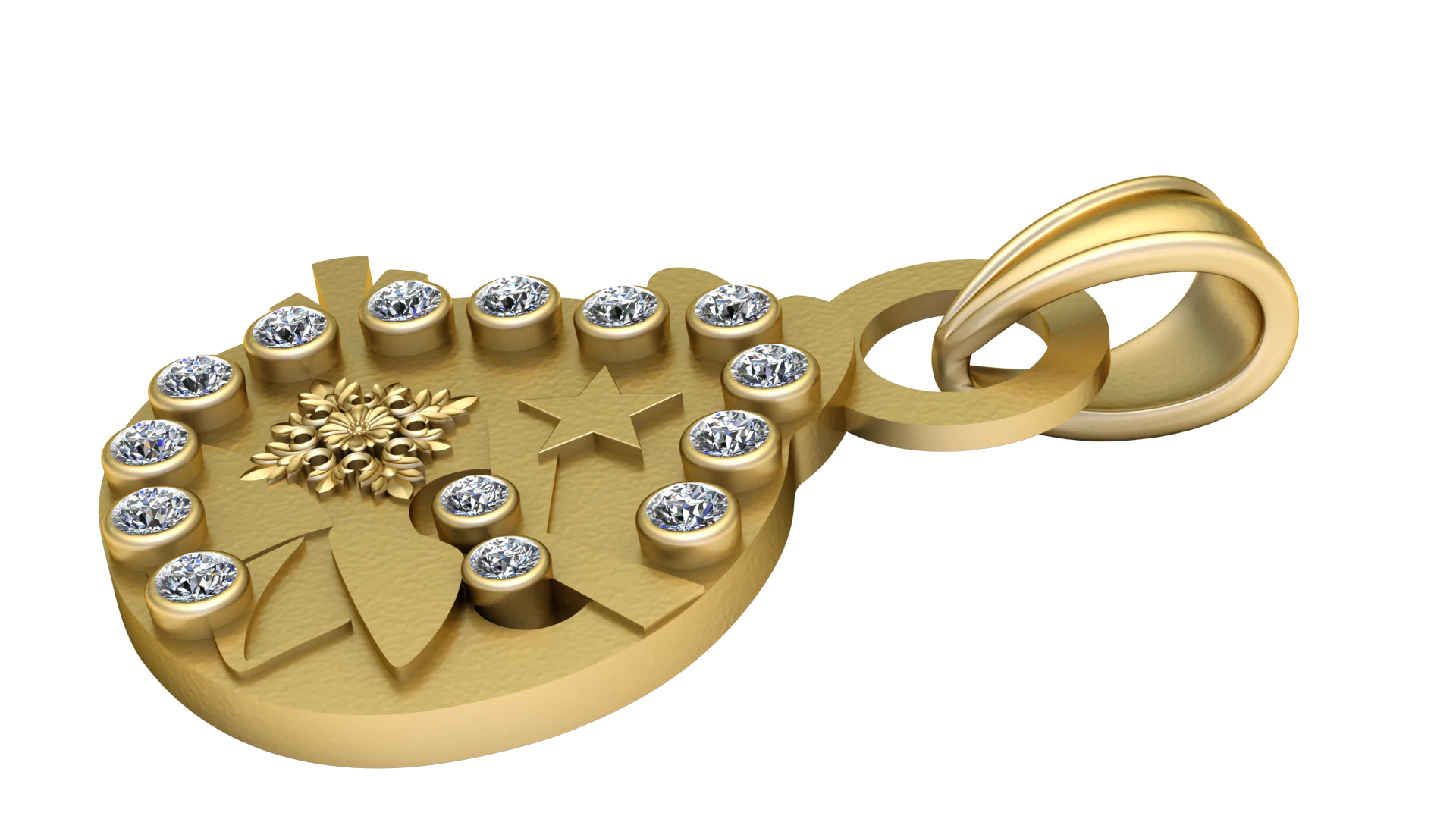 Symbolic gold pendant 3D Print Model .c4d .max .obj .3ds .fbx .stl .blend 