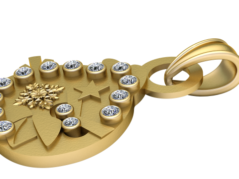 Symbolic gold pendant Modèles 3D en vedette
