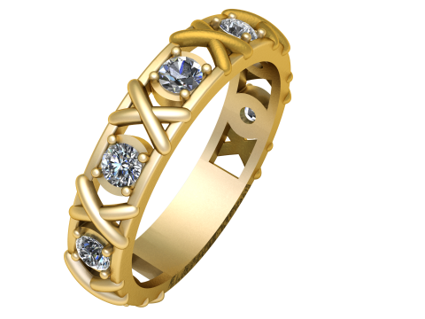Gold diamond ring 3D Print Model