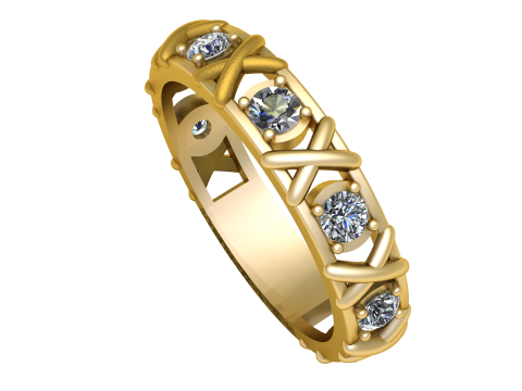 Gold diamond ring Model do druku 3D