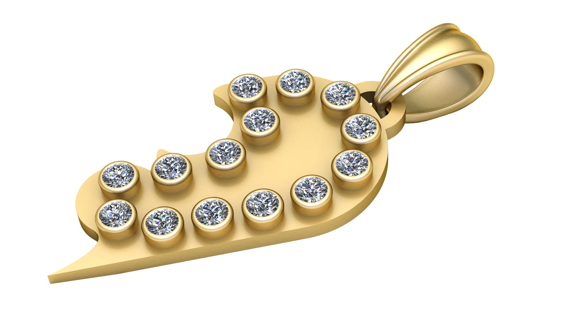 Abstract gold pendant 3D Print Model .c4d .max .obj .3ds .fbx .stl .blend 