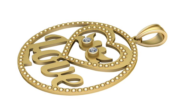 Love GOLD pendant Model do druku 3D .c4d .max .obj .3ds .fbx .stl .blend