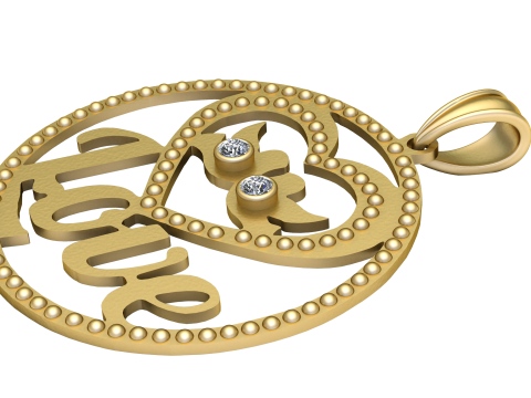 Love GOLD pendant 3D Print Model