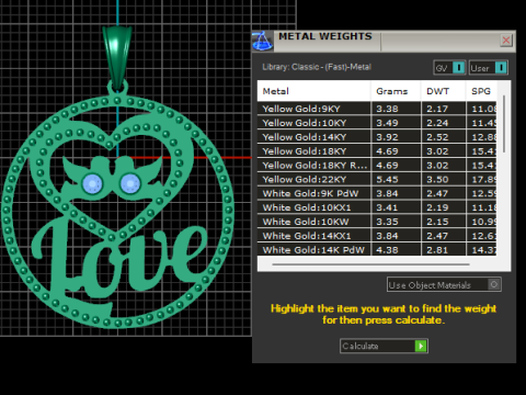 Love GOLD pendant Model do druku 3D
