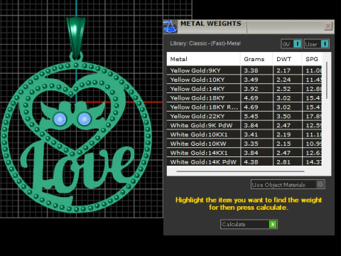Love GOLD pendant 3D Print Model