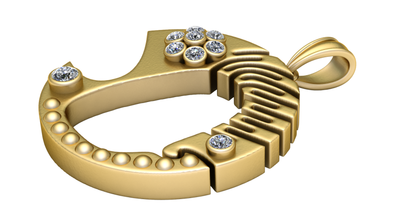 Gold Pendant Modello di stampa 3D .c4d .max .obj .3ds .fbx .stl .blend