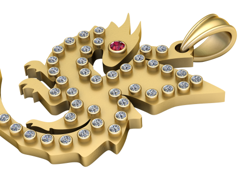 Gold Lizard Pendant 3D Print Model