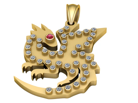 Gold Lizard Pendant 3D Print Model