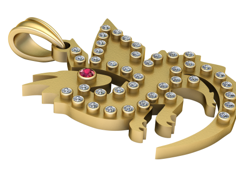 Gold Lizard Pendant Model Cetak 3D