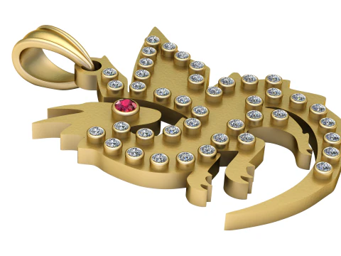 Gold Lizard Pendant 3D Print Model