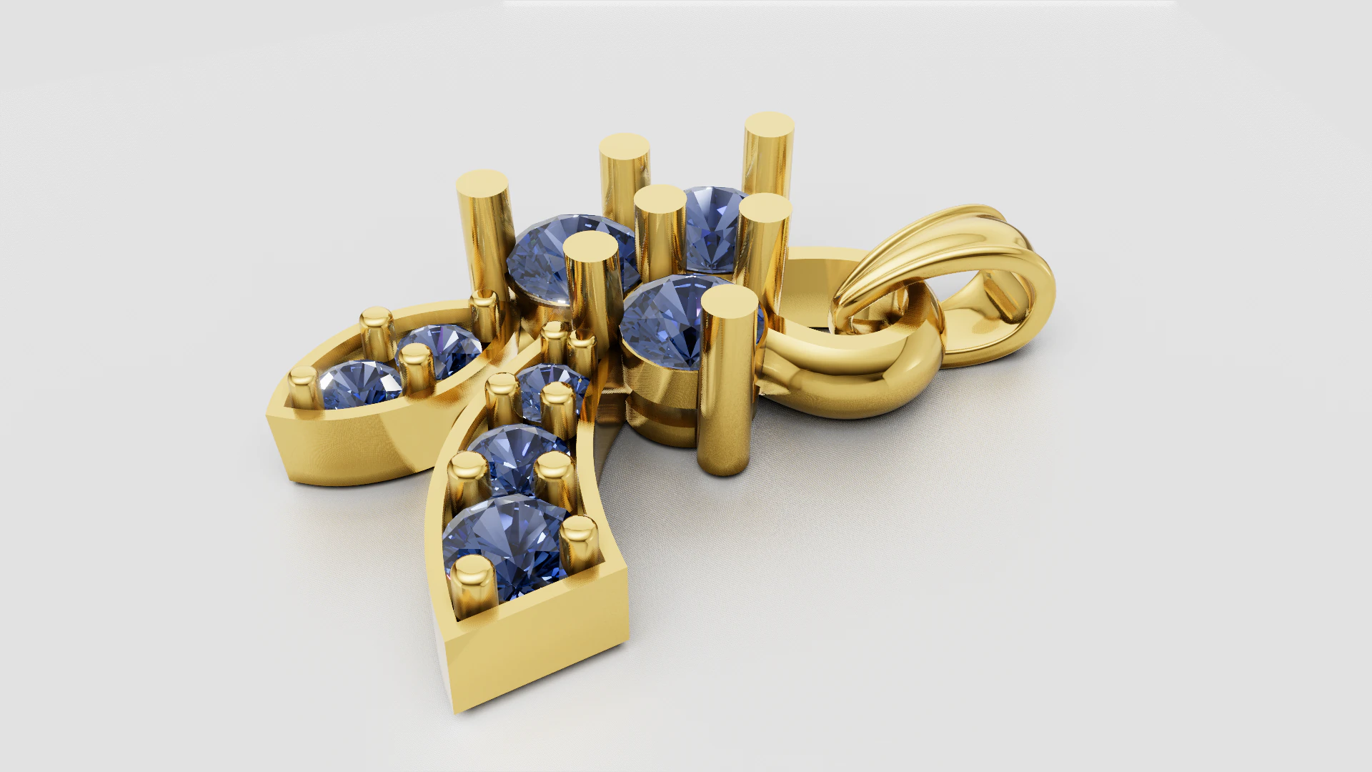 White Gold Pendant 3D Print Model .c4d .max .obj .3ds .fbx .stl .blend 