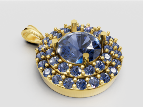 Gold Halo Pendant Modèles 3D en vedette