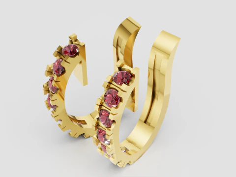 Boucles d'oreilles cr&eacute;oles en or blanc Modèles 3D en vedette