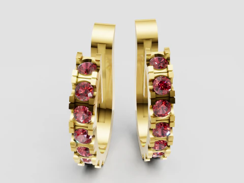 White Gold Hoop Earrings 3D Print Model