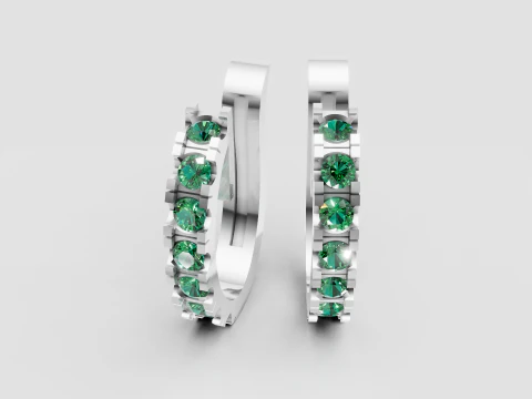 White Gold Hoop Earrings 3D Print Model
