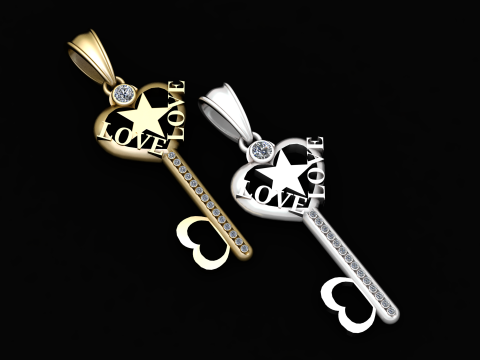 LOVE KEY PENDANT 3D Print Model