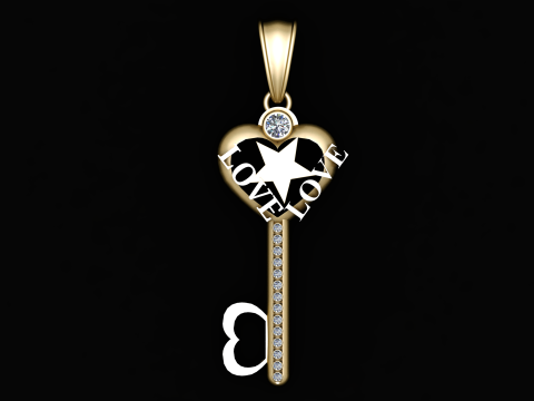 LOVE KEY PENDANT 3D Baskı Modeli