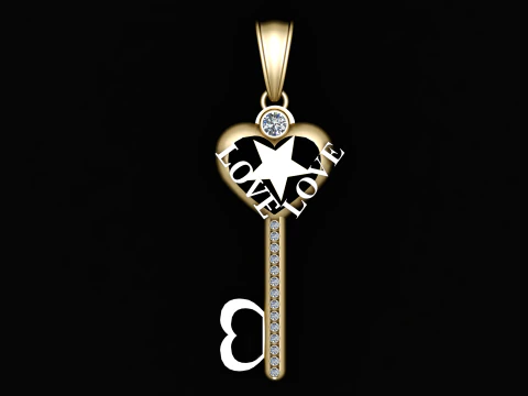LOVE KEY PENDANT 3D Print Model