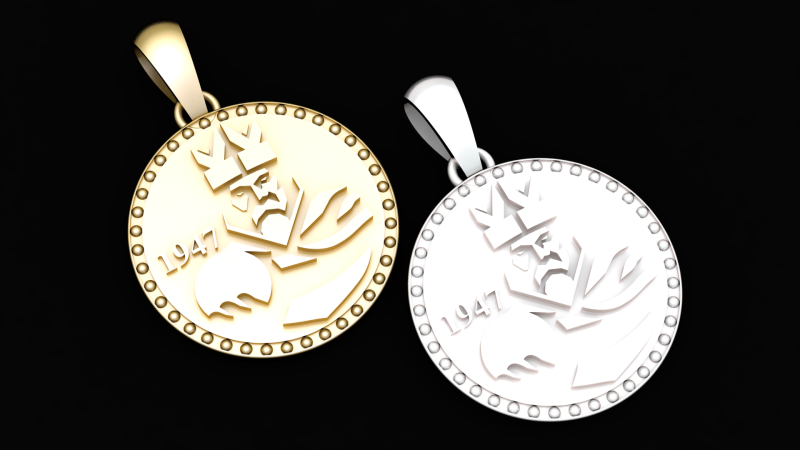 King coin pendant Modello di stampa 3D .c4d .max .obj .3ds .fbx .stl .blend
