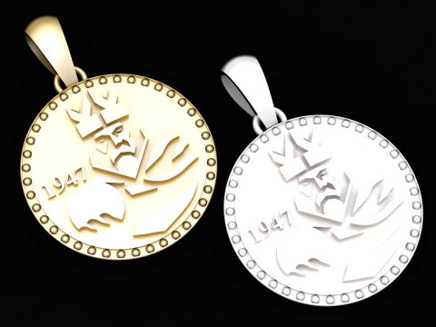 国王硬币吊坠 3D 打印模型